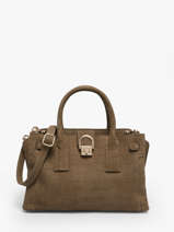 Sac Port� Main S Equestre Croco Cuir Etrier Beige equestre croco EEQC142S