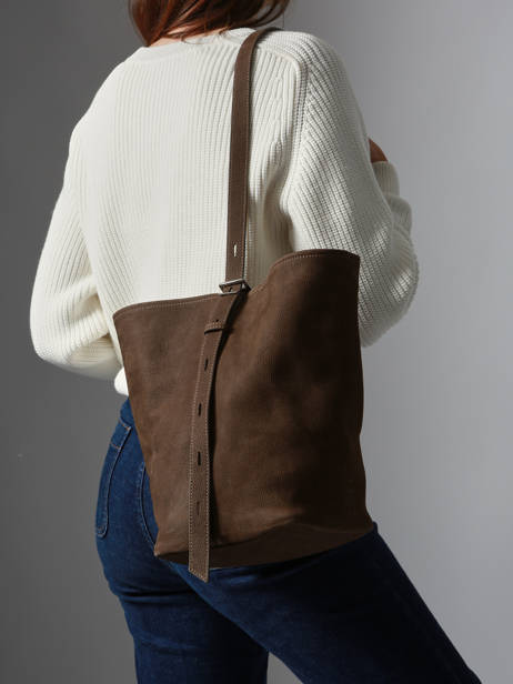 Sac Bandoulière Cavalier Nubuck Cuir Etrier Marron cavalier nubuck ECAN126M vue secondaire 2